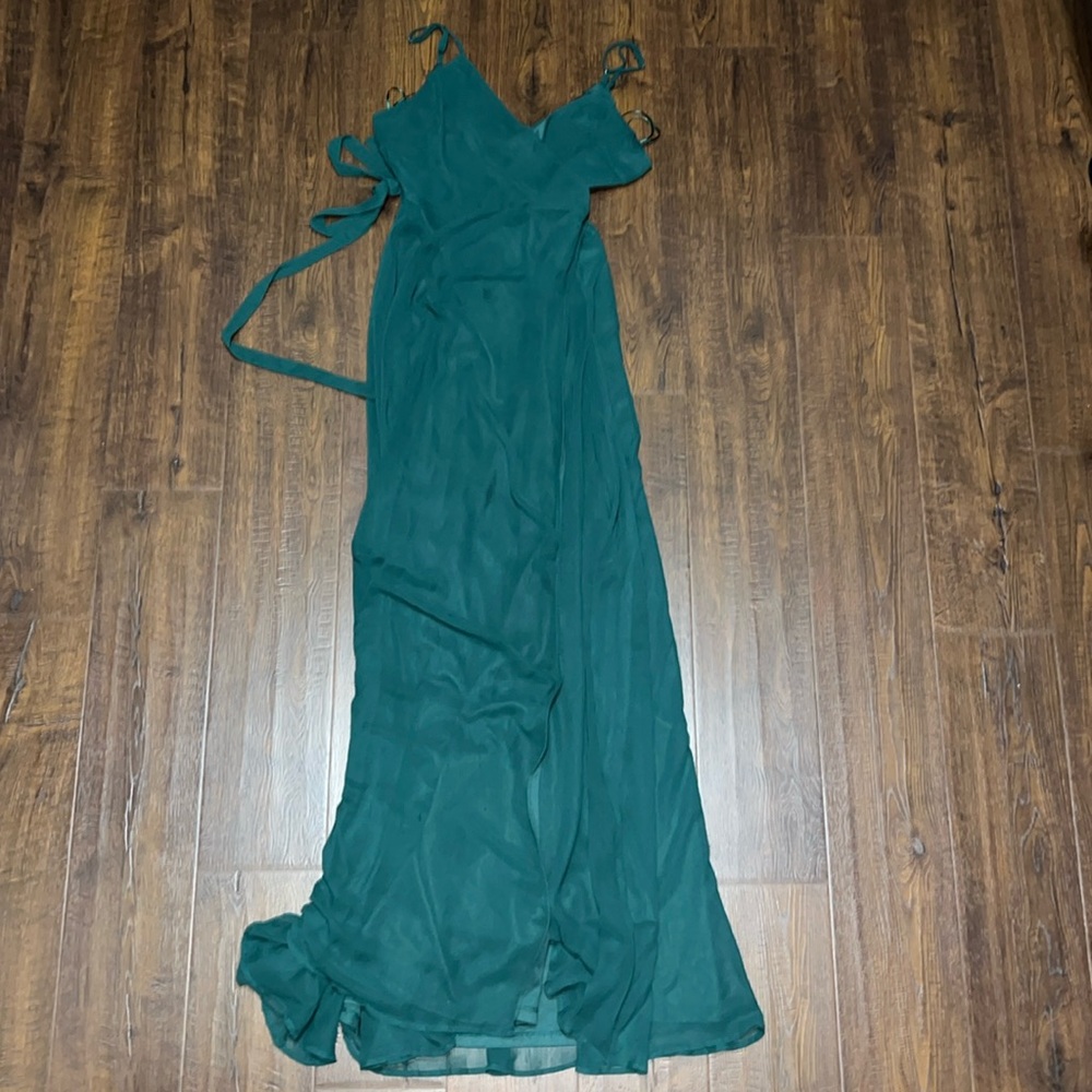 Size Small Birdy Grey A-line Forest Green Maxi Chiffon Dress